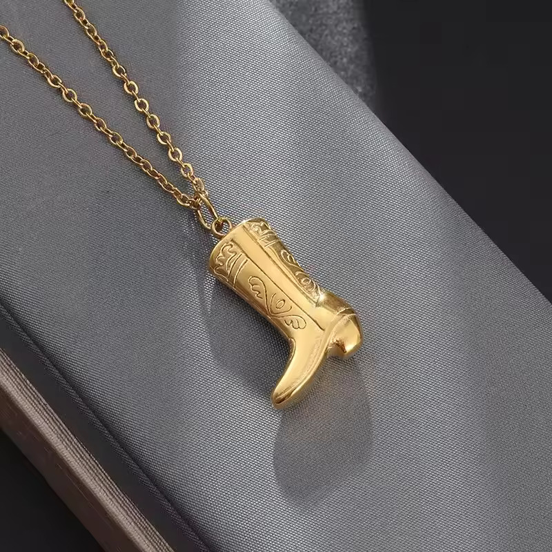 Gold Cowboy Boots Pendant Necklace for Women & Girls - Image 5