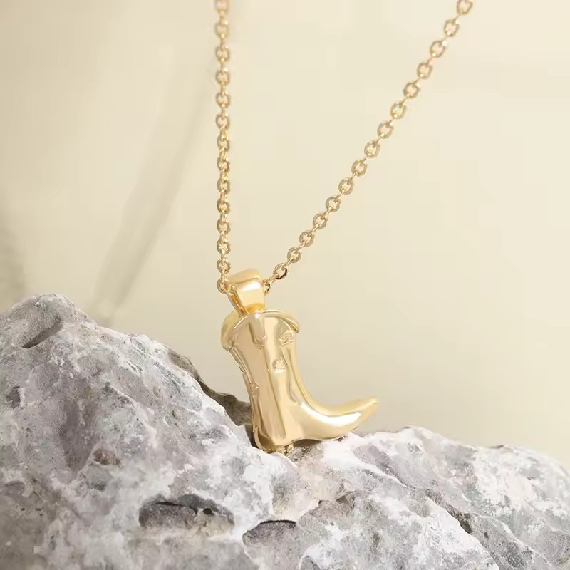 Gold Cowboy Boots Pendant Necklace for Women & Girls - Image 6